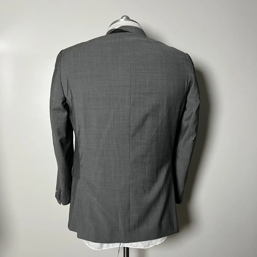 Hart Schaffner Marx Suit Mens 44R 39x30 Grey Solid Wool Blend 2-Button Modern